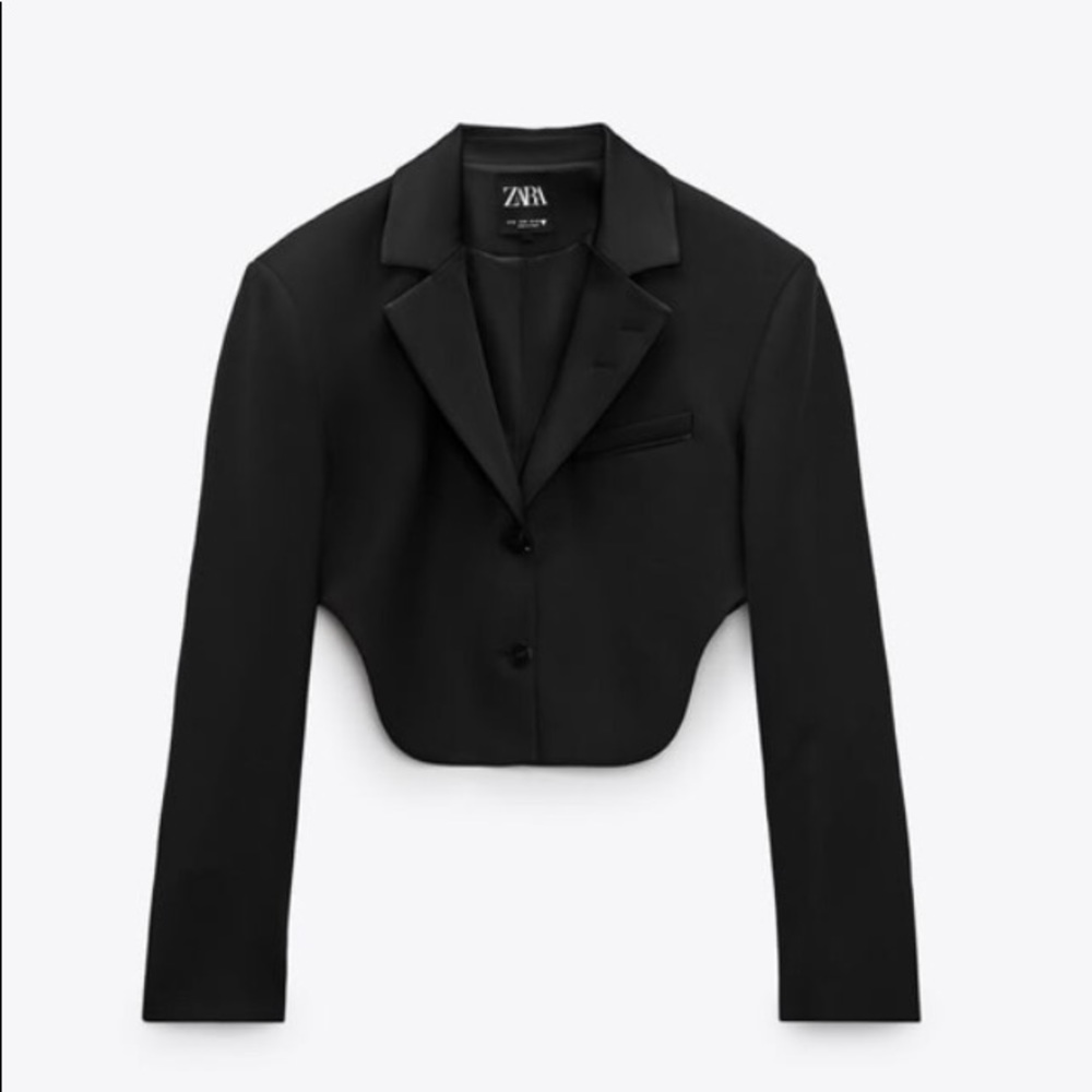 New cropped blazer with satin lapels
